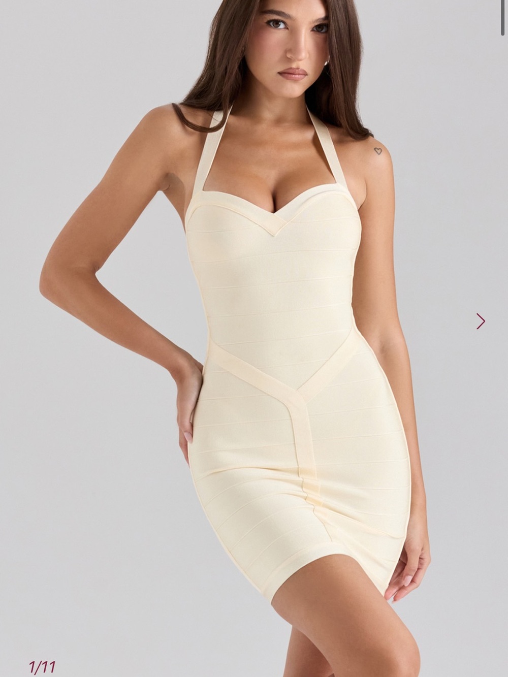 House of CB Cream Halter Bodycon Shaping Slip Dress